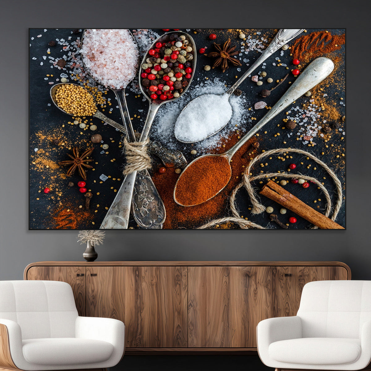 Spices and Seasonings Canvas Wall Art | Colorful Triptych Kitchen Decor