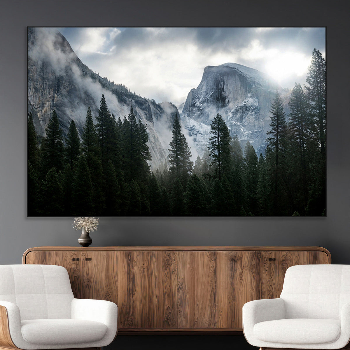 Wall Art Foggy Forest Landscape Canvas Print