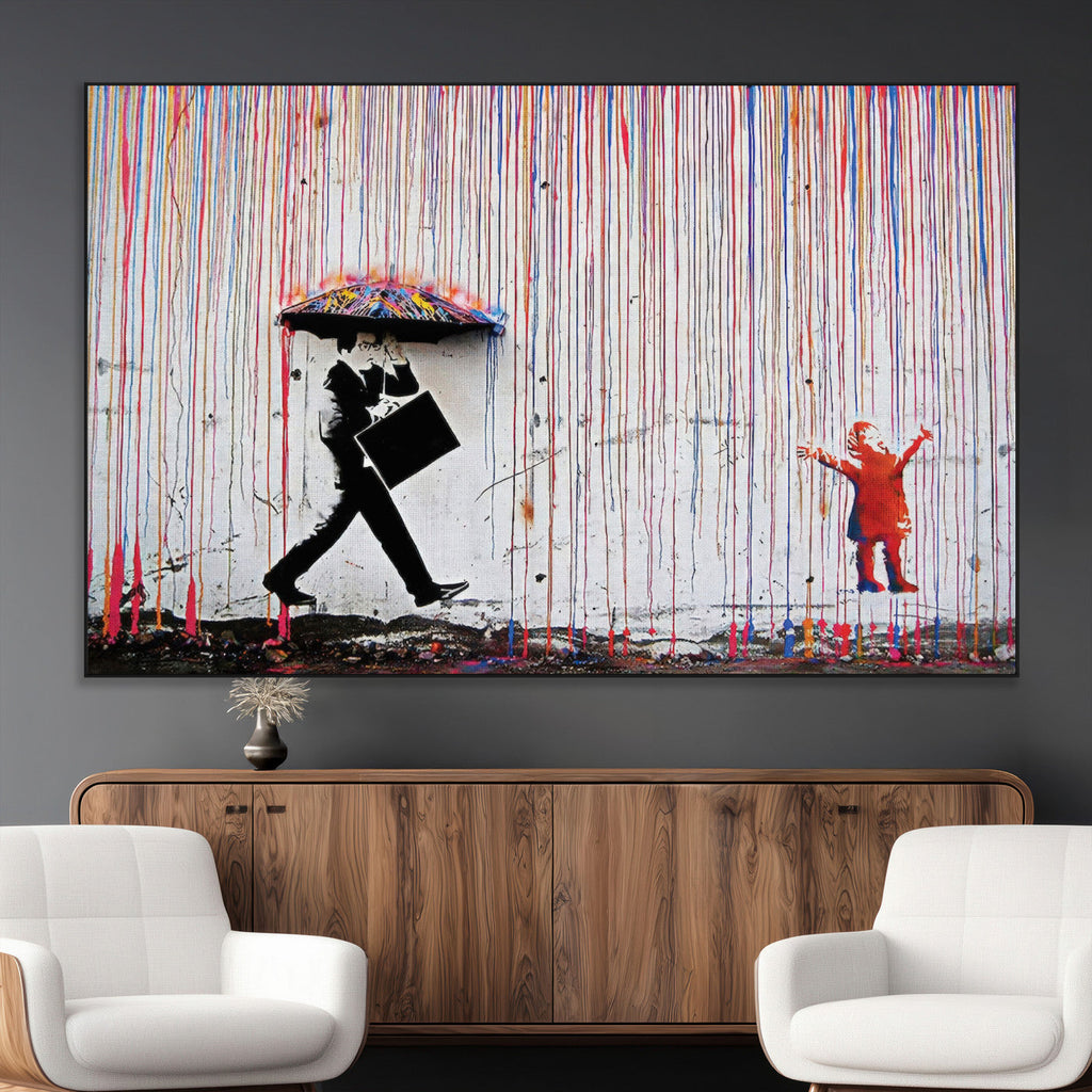 Banksy Wall Art Canvas Print | Framed Graffiti Street Art Picture