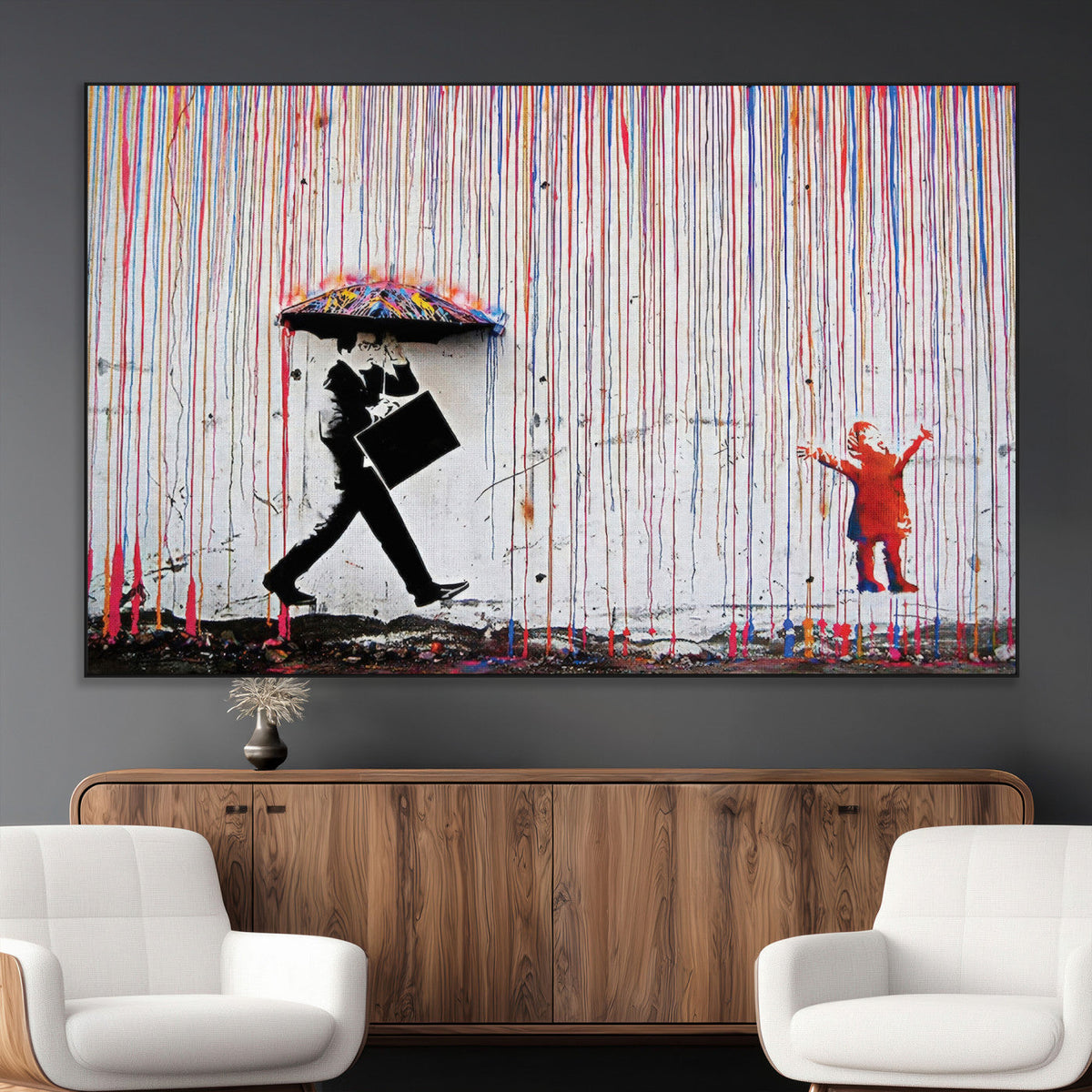 Banksy Wall Art Canvas Print | Framed Graffiti Street Art Picture