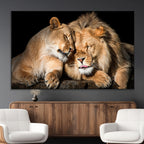Lion and Lioness Wall Art Canvas Print | African Wildlife Animal Art