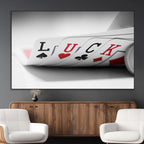 Framed Lucky Poker Cards Canvas | Modern Triptych Wall Art for Game Rooms
