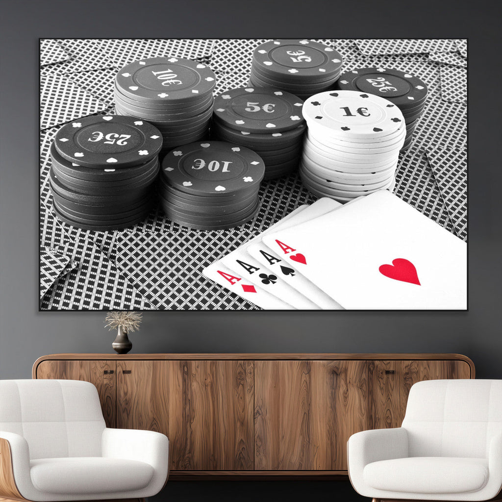 Poker Game Cards Wall Art Canvas, Multi Panel Wall Art