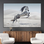 Prancing Horse Desert Large Wall Art Canvas Print, Majestic Horse Animal Artwork