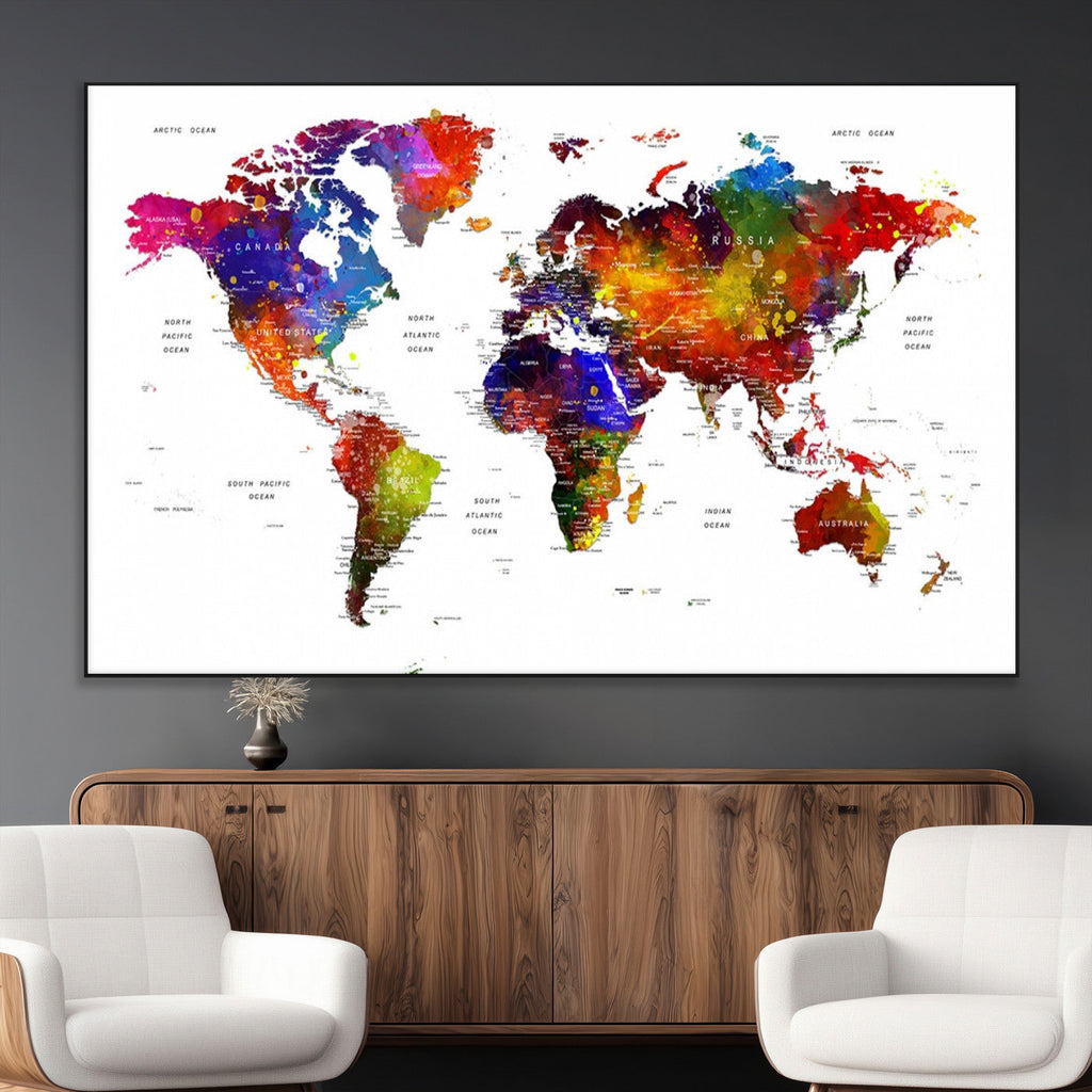World Map Canvas Print | Detailed Map of the World Wall Art