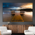 Serene Lake Pier at Sunset Canvas Print | Landscape Wall Art | Ready to Hang