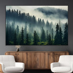 Captivating Misty Forest Wall Art, Foggy and Serene Atmosphere Canvas Print