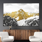 Gold Abstract Mountains Wall Art Print on Canvas, Nature Wall Art Print