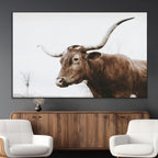 Rustic Bull Wall Art Canvas Print, Modern Longhorn Farmhouse Animal Decor