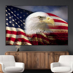 American Flag Eagle Symbol Wall Art Canvas Print, Patriotic American Flag Eagle Wall Art