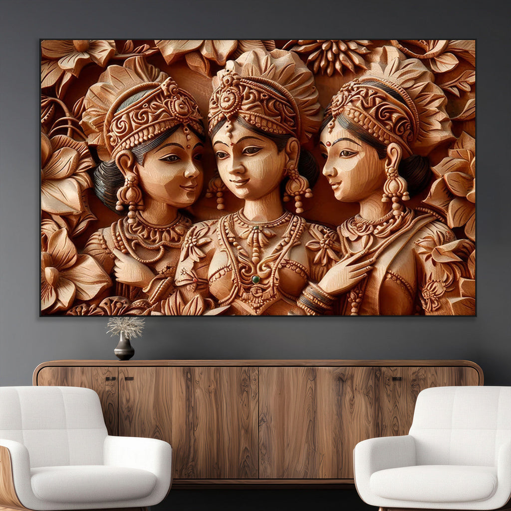 Indian Woman Statue Wall Art Canvas Print