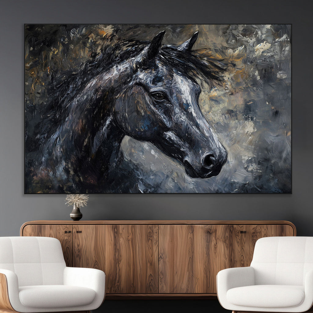 Large Abstract Horse Wall Art Canvas Print, Farmhouse Wall Art