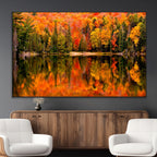 Forest Reflection Art | Autumn Forest Reflection Wall Art | Triptych Canvas Print