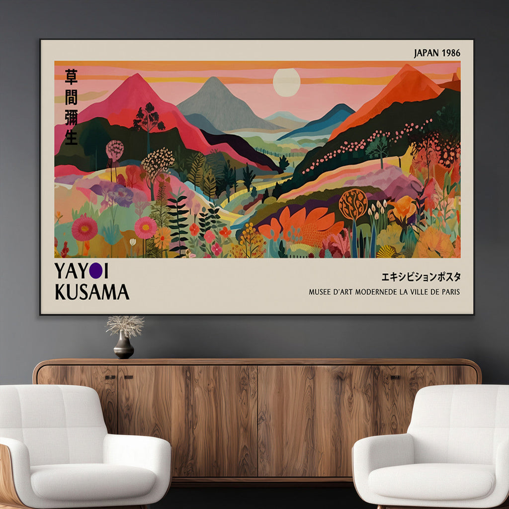 Yayoi 1986 Wall Art Print, Vibrant Wabi Sabi Japanese Abstract Design