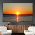 Golden Horizon Sunset Over Ocean Wall Art Canvas Print | Tropical Beach Canvas