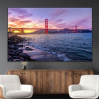 Golden Gate Bridge Wall Art Canvas Print, Framed San Francisco Sunset Landmark
