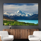 Mount Cook and Lake Pukaki Canvas Wall Art Print | Majestic Snow Capped Peaks