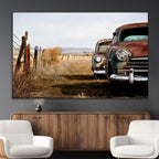 Old Rustic Classic Car Wall Art Canvas Print