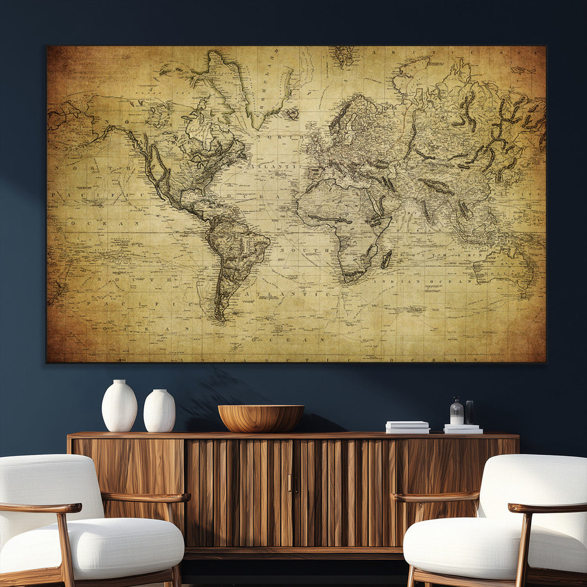 Push Pin World Map Canvas Print | Travel Tracker Wall Art