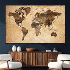 Push Pin World Map Canvas Print | Framed Travel Tracker Wall Art