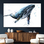 Watercolor Whale Wall Art Canvas Print