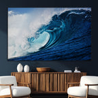 Ocean Wave at Sunset Canvas Art, Large Wall Print of Vibrant Water Waves