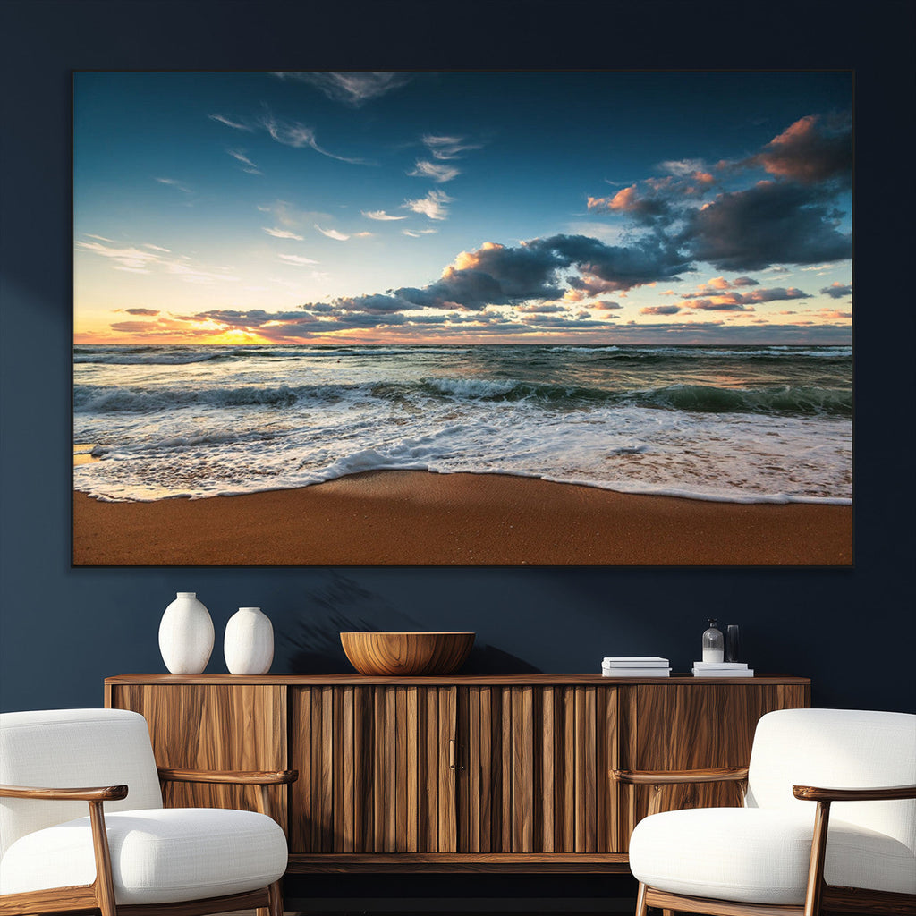 Ocean Beach Wall Art Canvas Print Sunset Artwork Print