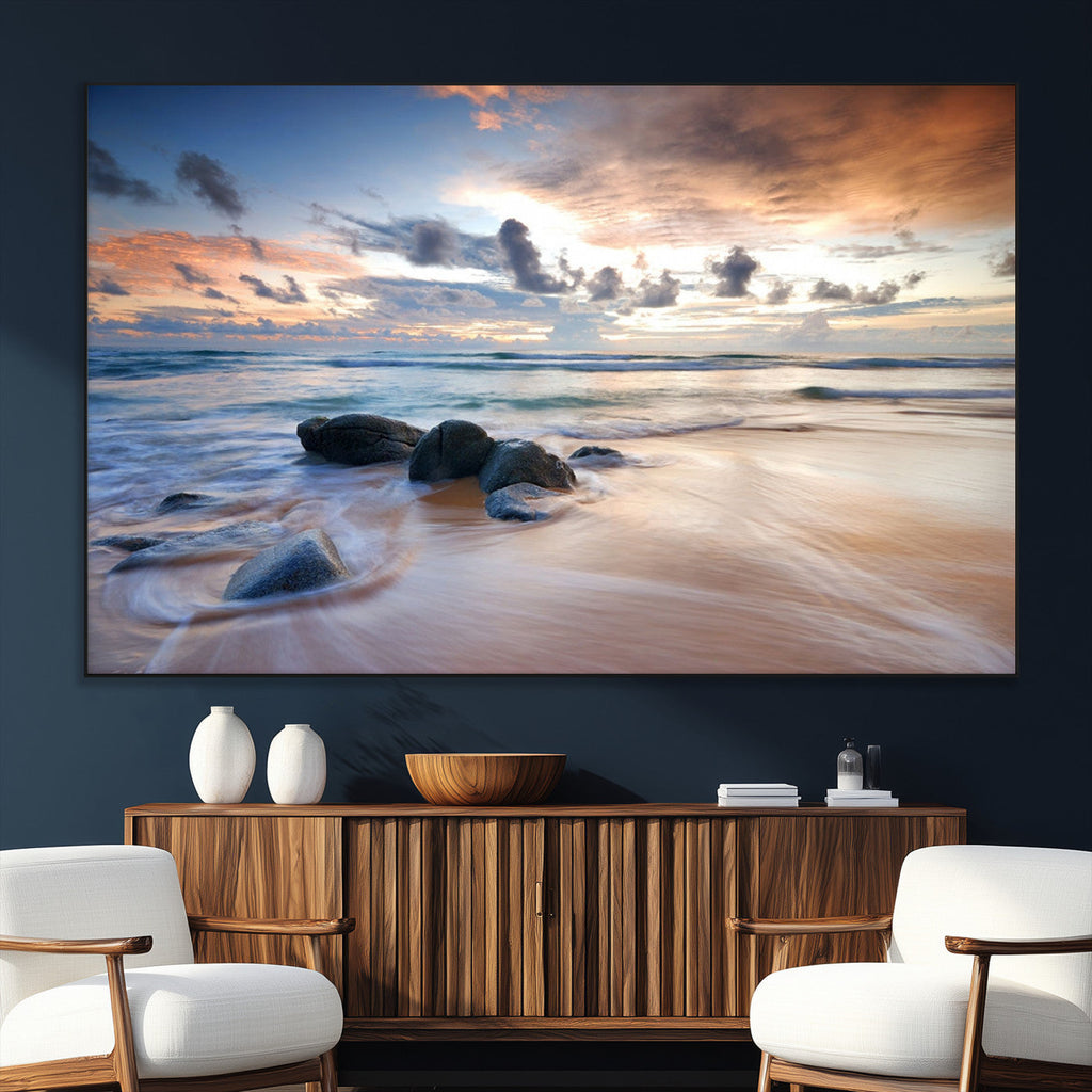 Serene Weather On The Beach Wall Art Canvas Print