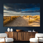 Ocean Beach Dark Clouds Wall Art Canvas Print