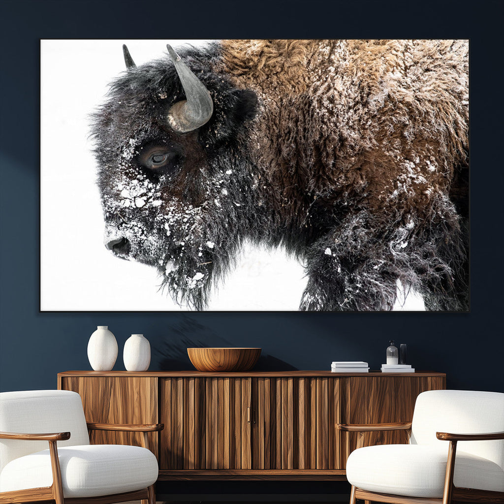 American Bison Wall Art Print, Majestic Buffalo Canvas Print for Living Room or Office
