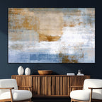 Blue Multi Panel Abstract Wall Art Canvas, Abstract Blue and Gold Canvas Print