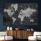 World Map Canvas Print, Detailed Map of the World Wall Art for Home or Office