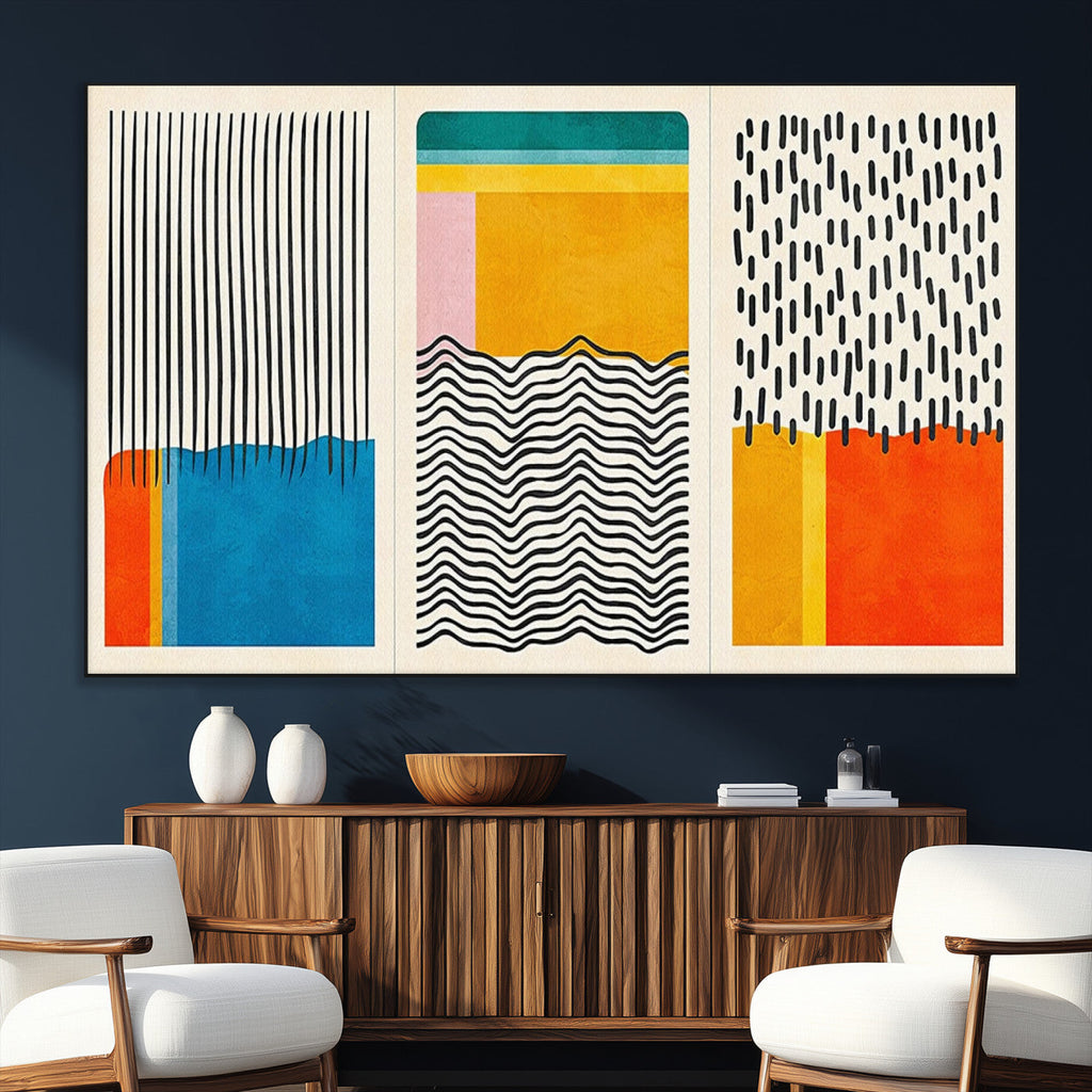 Canvas Print Wall Art Abstract Illustration Art Boho, Framed Abstract Boho Art