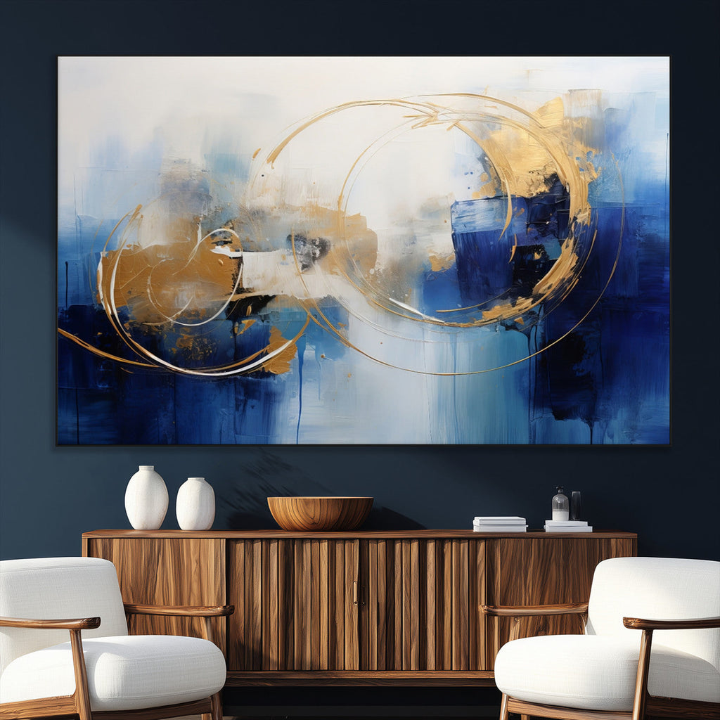 Navy Blue Abstract Wall Art Canvas Print