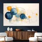 Geometric Blue Orange Abstract Wall Art Canvas, Geometric Blue Orange Canvas Print