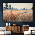 Golden Fields Canvas Wall Art Print | Serene Minimalist Landscape for Modern Decor
