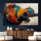 Abstract Guitar Wall Art Canvas | Vibrant Music-Inspired Art for Living Room or Studio