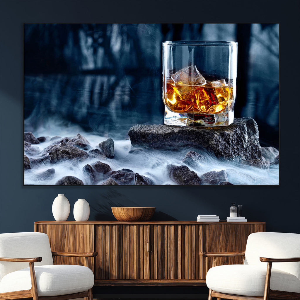 Whiskey Ice Wall Art Canvas Print