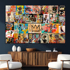 Abstract Art Collage Wall Art Canvas Print, Urban Graffiti Style