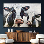 Vintage Baby and Mom Cattle Wall Art Canvas Print