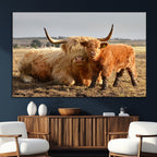 Highland Cow Canvas Wall Art Animal Print for Farm House Decor