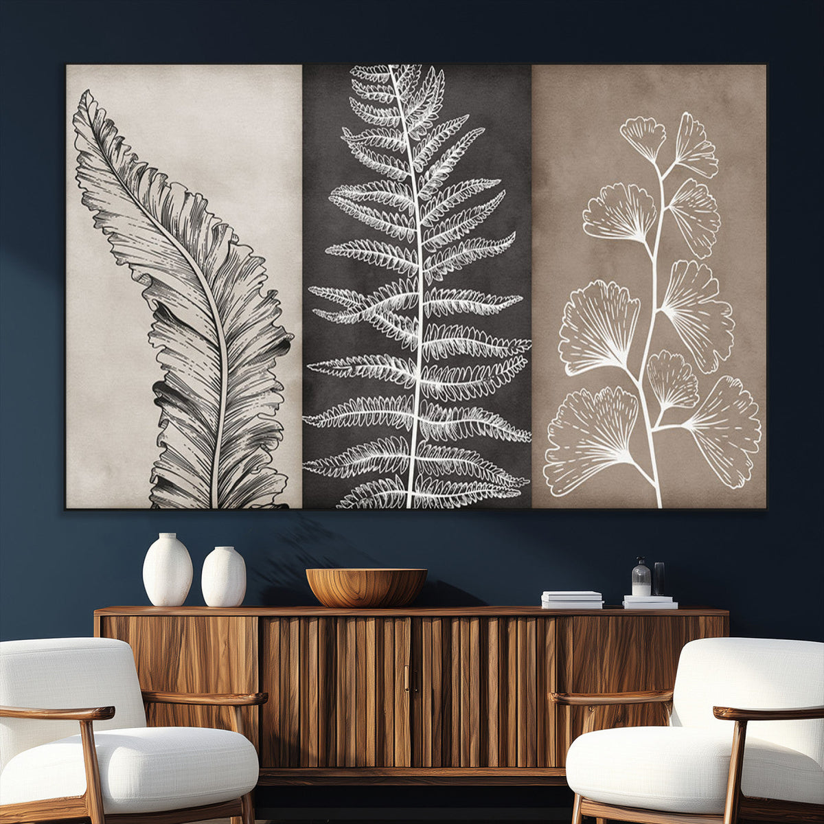Minimalist Botanical Wall Art Canvas Print, Framed and Ready to Hang