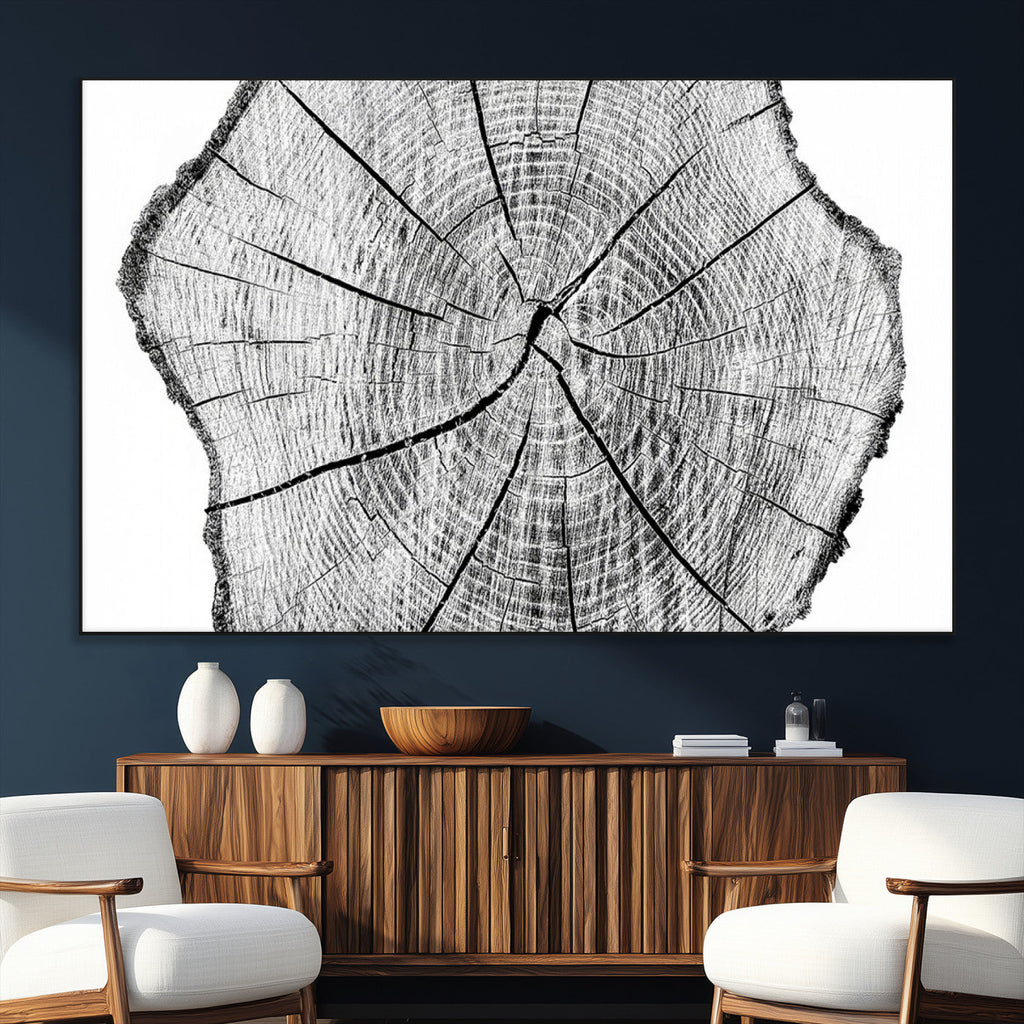 Rustic Tree Ring Wall Art Canvas Print, Framed and Ready to Hang