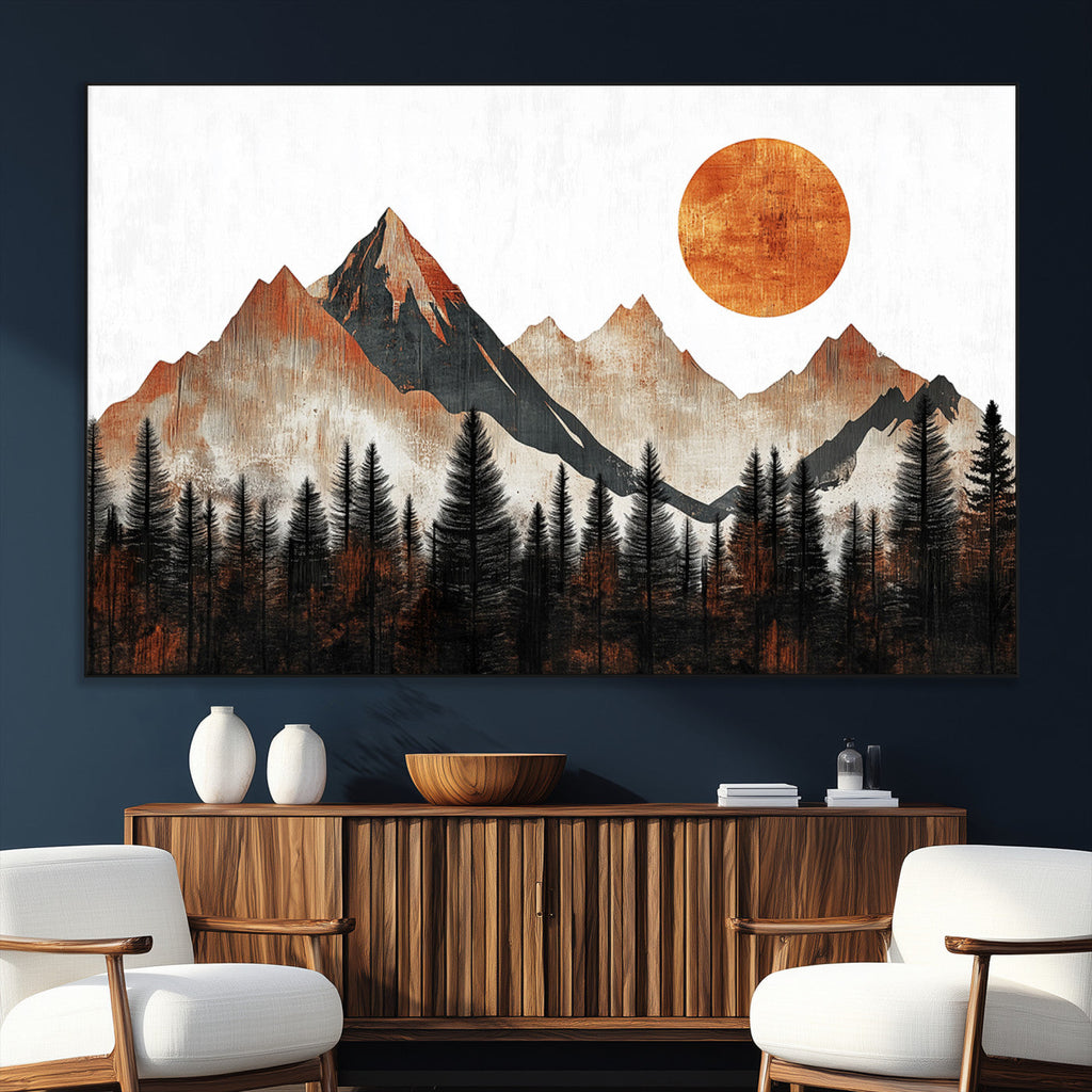 Modern Abstract Mountain Canvas Wall Art Print