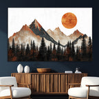 Modern Abstract Mountain Canvas Wall Art Print