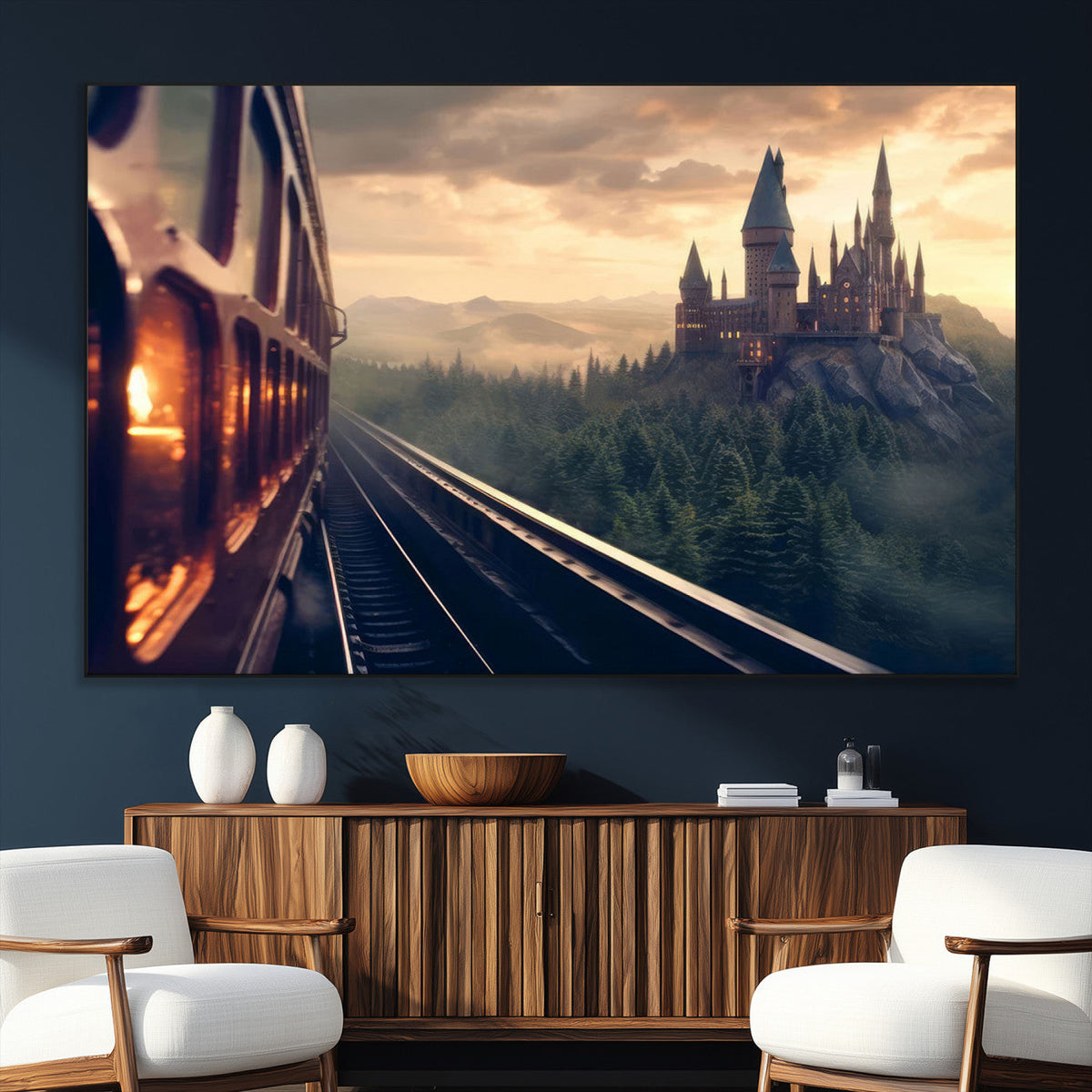 Harry Castle Wall Art Canvas Print, Wizard School Wall Art