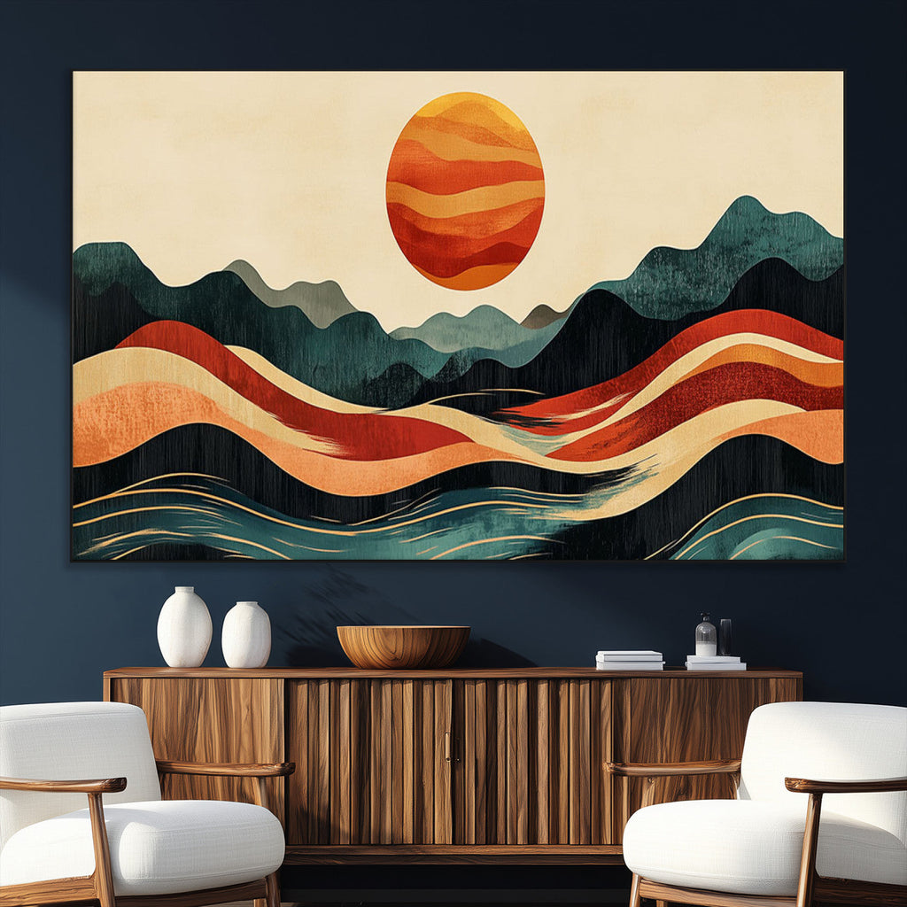 Mountain Triptych Wall Art Canvas Print | Western Boho Pine Tree Nature Print