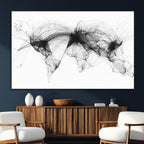 Flight Routes Air Traffic Map Canvas Wall Art, World Flight Routes Print