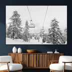 Ski Lift Wall Art | Framed Snowy Mountain Canvas Artwork