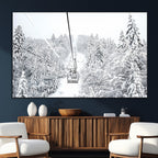 Snowy Ski Lift Wall Art | Framed Winter Mountain Canvas